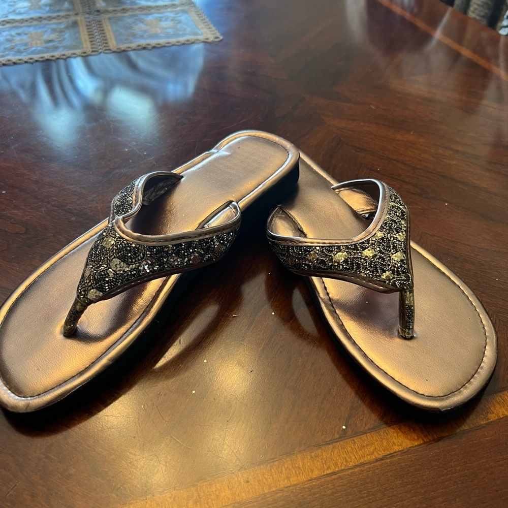 Embellished Bronze Sandals